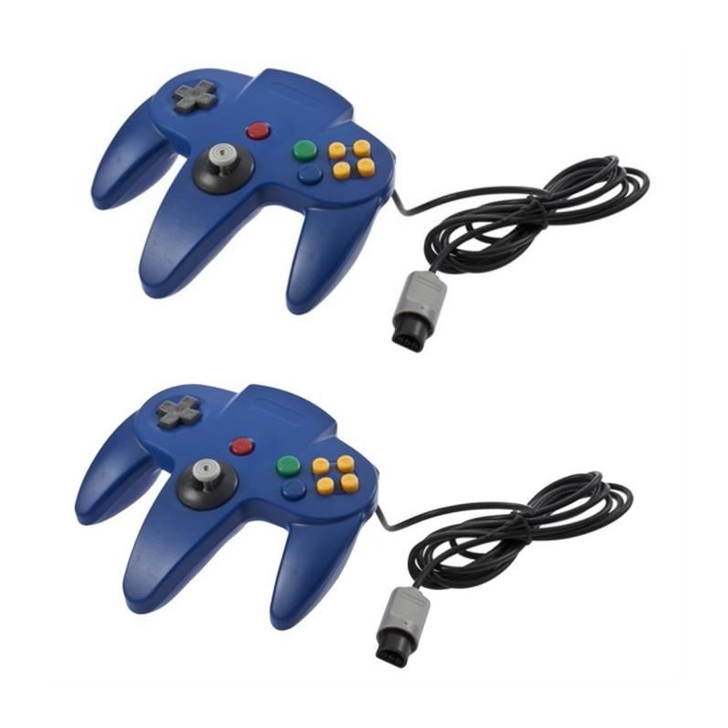 2x-controller-manette-n64-filaire-pour-nintendo-64-bleu