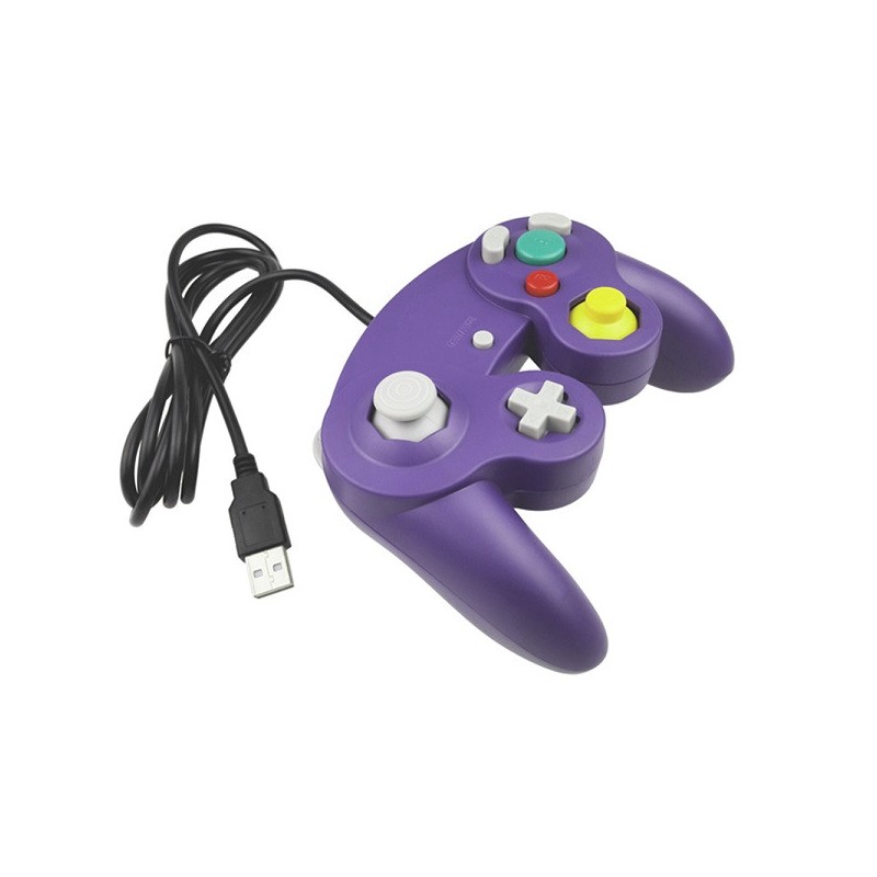 Manette Pad Joystick GameCube USB Pour PC, Linux & Mac - Rétro Gaming - Violet