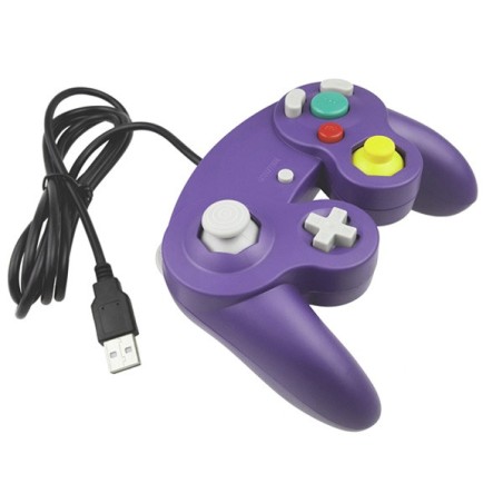 Manette Pad Joystick GameCube USB Pour PC, Linux & Mac - Rétro Gaming - Violet