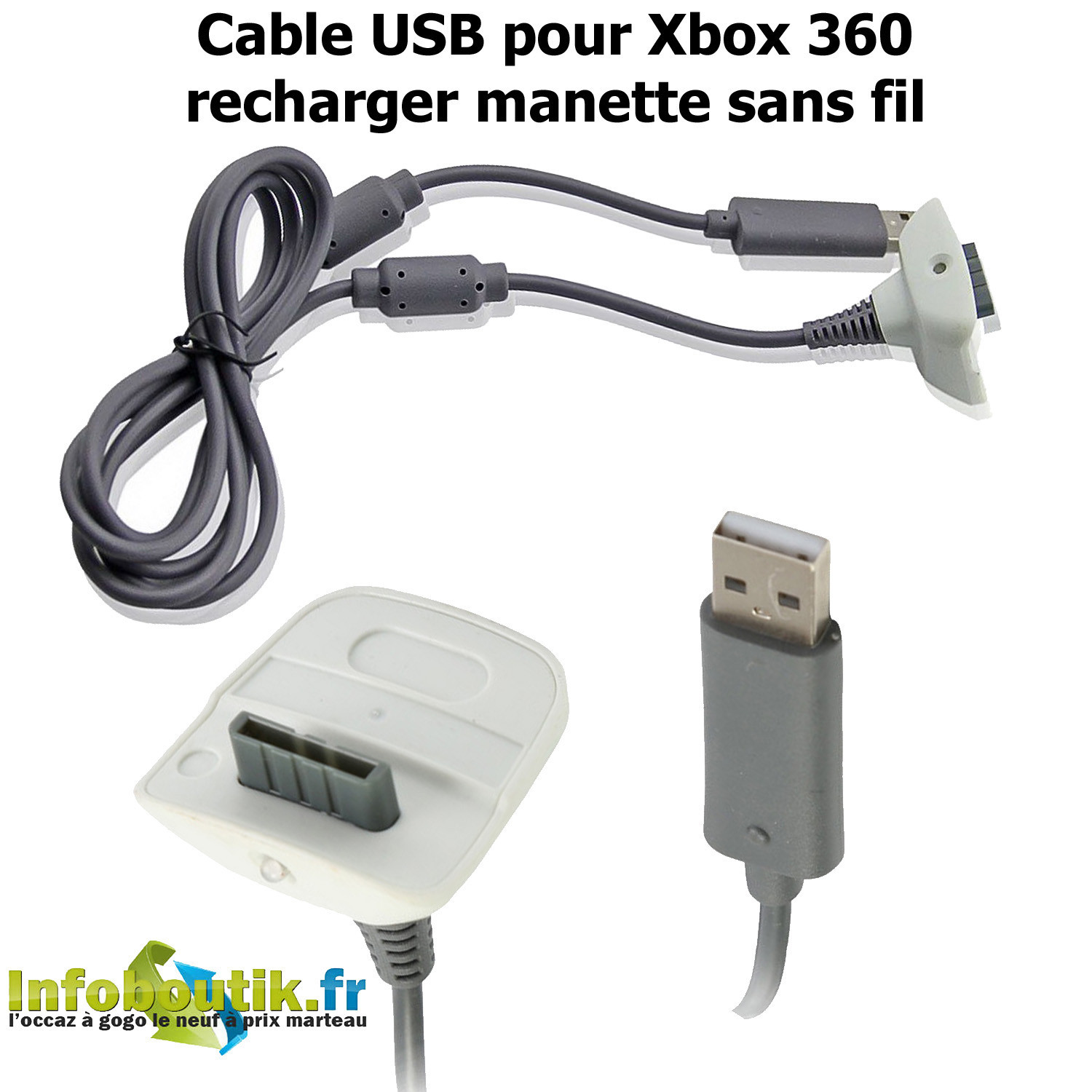 Cable USB adaptateur convertisseur pour manette XBOX 360 sur PC (NEUF)