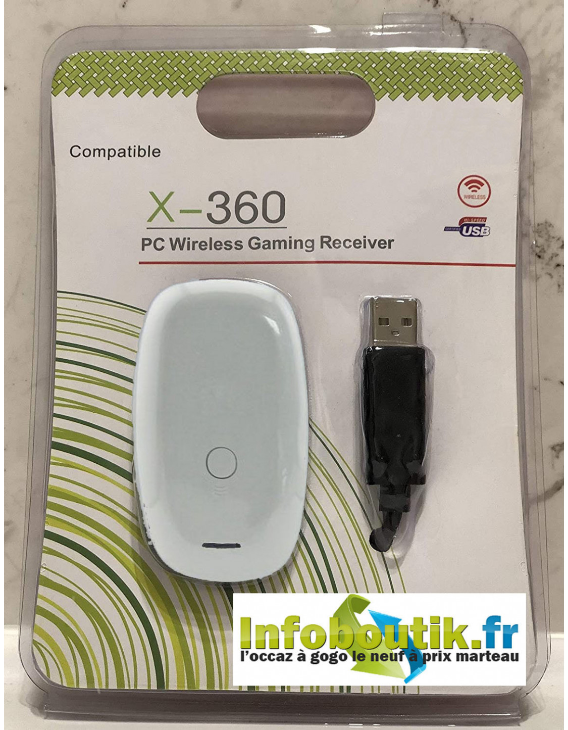 Receiver Récepteur Sans Fil Adaptateur XBOX 360 Manette pour PC Windows ( Noir, B