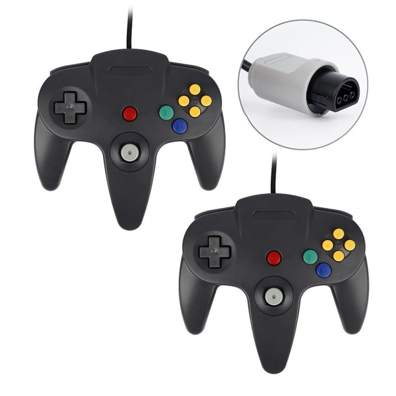 2x-controller-manette-n64-filaire-pour-nintendo-64-noir