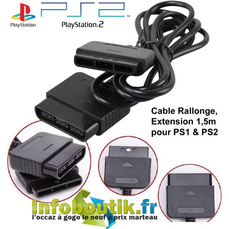 Cable, Rallonge 1,5m pour Manette PS1, PS2