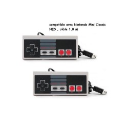 2X Manettes Nes Classic Mini Compatible pour Nintendo Wii  / WiiU - 1.80m