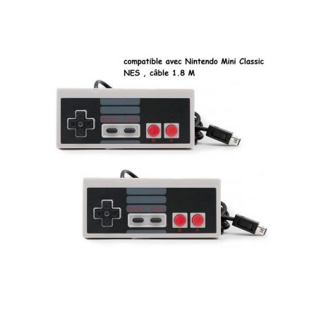 2X Manettes Nes Classic Mini Compatible pour Nintendo Wii  / WiiU - 1.80m