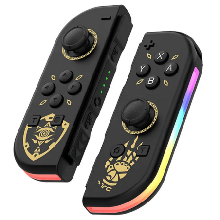Double Manettes sans fil pour Nintendo Switch avec lumières RVB (noir et or)