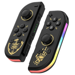 Double Manettes sans fil pour Nintendo Switch avec lumières RVB (noir et or)