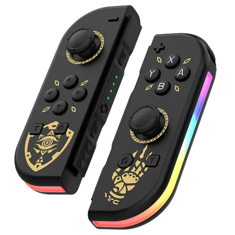 Double Manettes sans fil pour Nintendo Switch avec lumières RVB (noir et or)