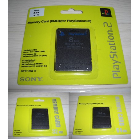 Carte mémoire PS2 Sony (officiel) 8 Mo, générique 8Mo, 16Mo, 32 Mo et 64 Mo
