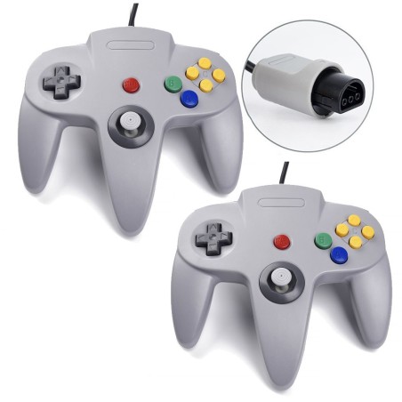 2x-controller-manette-n64-filaire-pour-nintendo-64-gris
