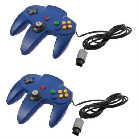 2x-controller-manette-n64-filaire-pour-nintendo-64-bleu