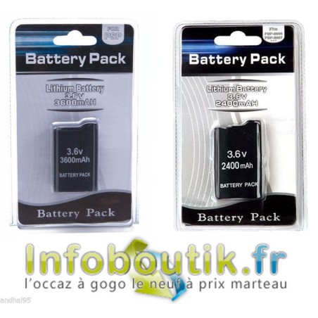 Kit Batterie rechargeable 2400mAh pour PSP 2004 ou 3004, 3600mAh pour PSP 1004