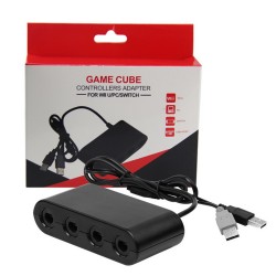 Adaptateur Filaire 4 Manettes GameCube pour  Wii U, Switch ou PC Windows 10/11