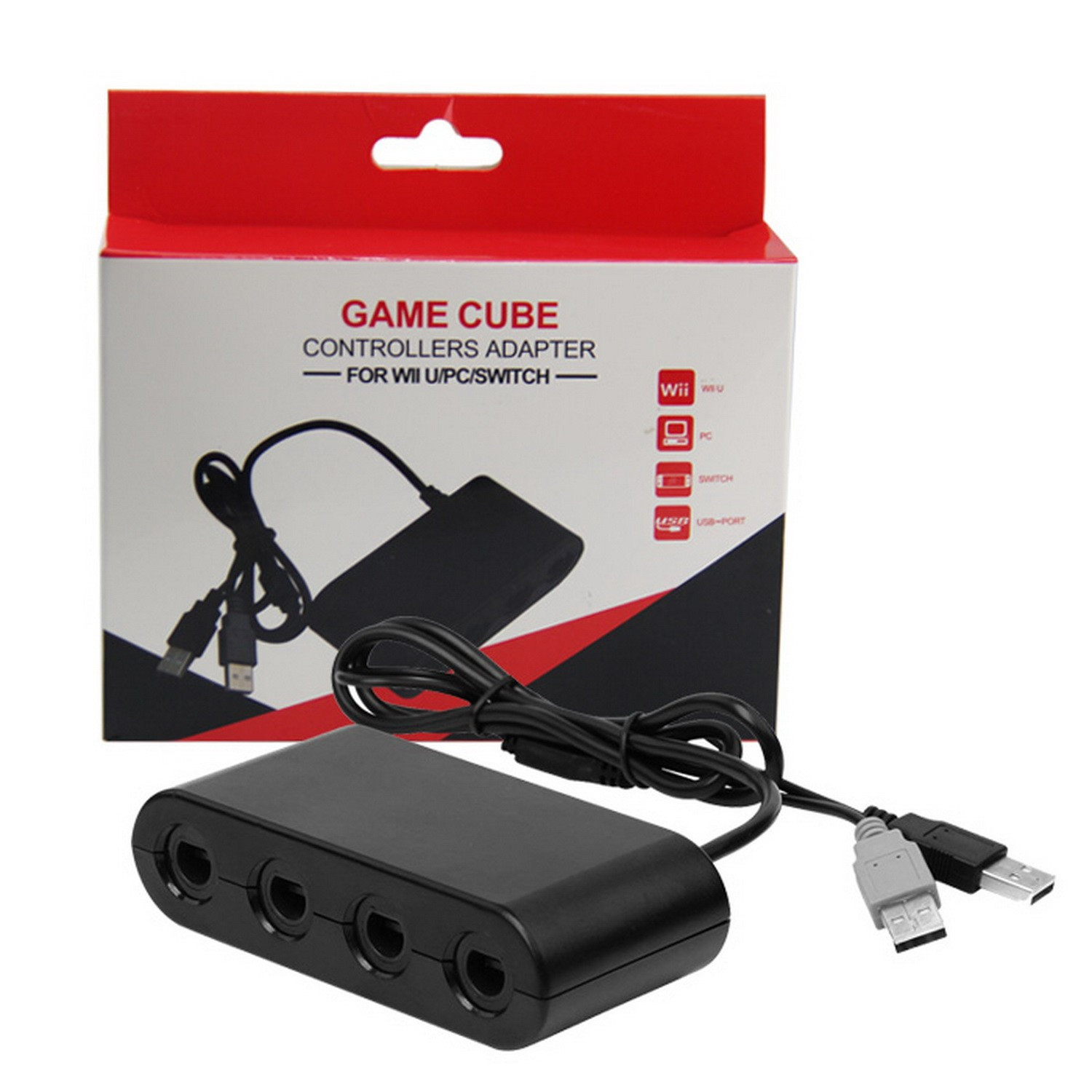 Adaptateur de contrôleur 4 ports GameCube pour Nintendo Wii U